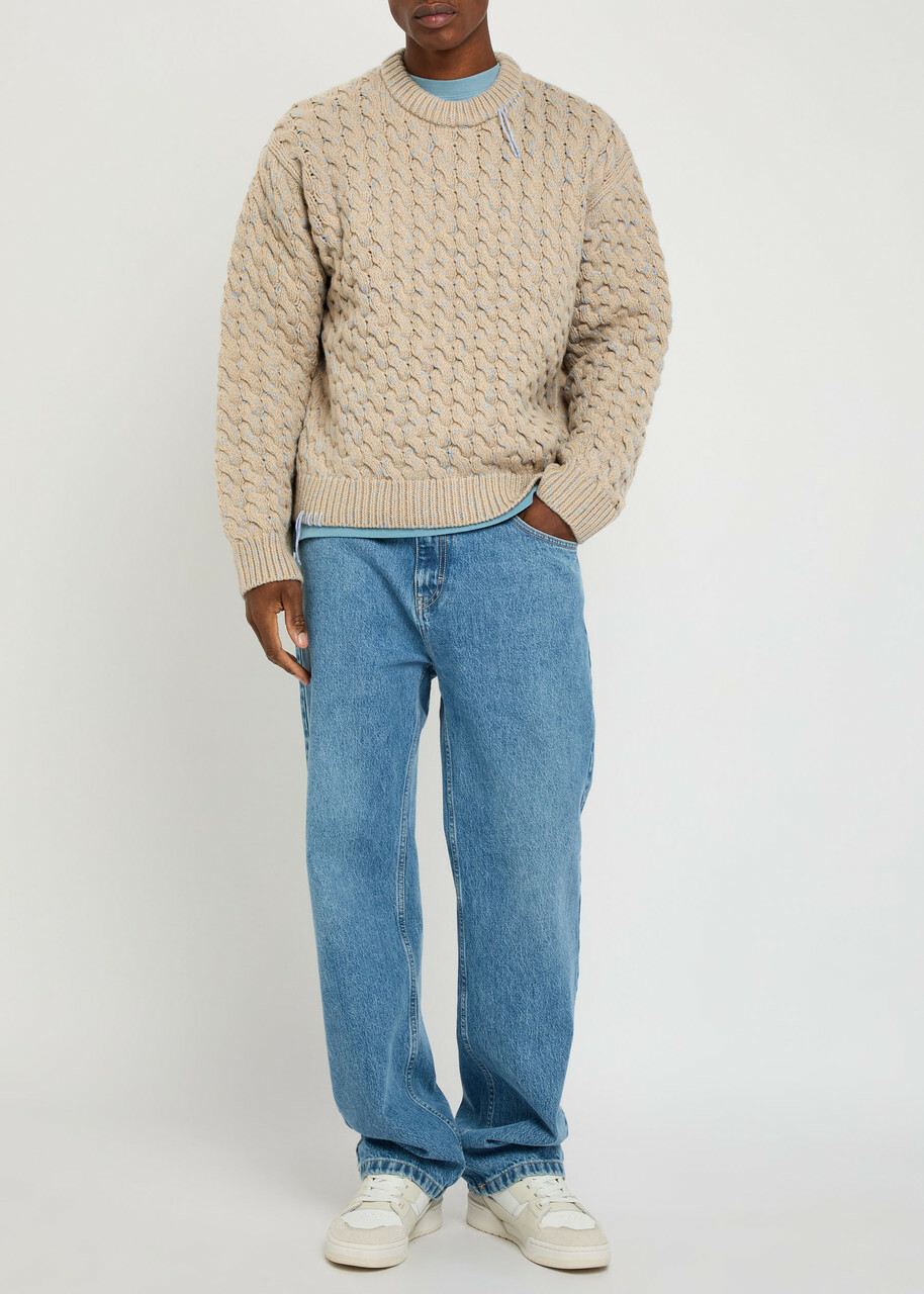 Axel Arigato Nolan Cable-knit Wool-blend Jumper Beige