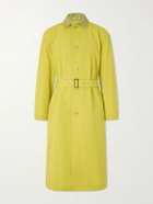 Auralee - Belted Leather-Trimmed Wool-Canvas Trench Coat - Yellow
