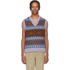 Acne Studios Purple and Burgundy Striped Jacquard V-Neck Vest