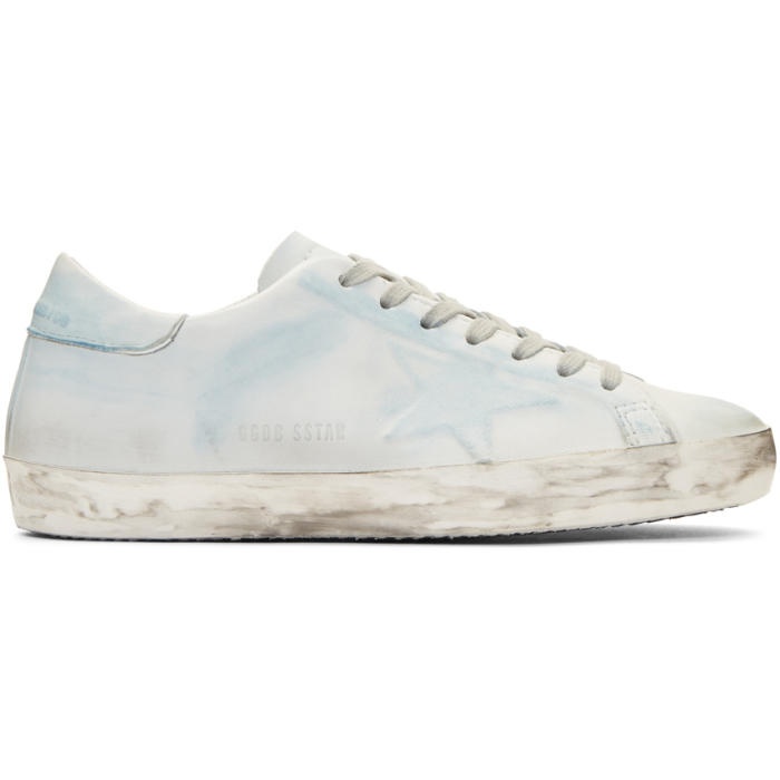 Photo: Golden Goose White and Blue Superstar Sneakers 