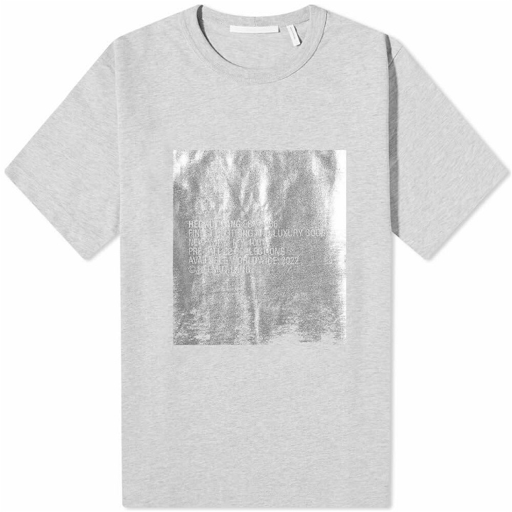 Photo: Helmut Lang Men's Metallic Patch Logo T-Shirt in Vapor Heather
