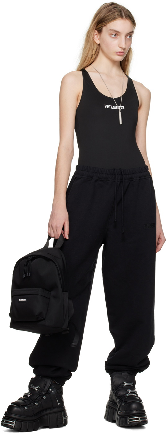 VETEMENTS Black Logo Patch Backpack