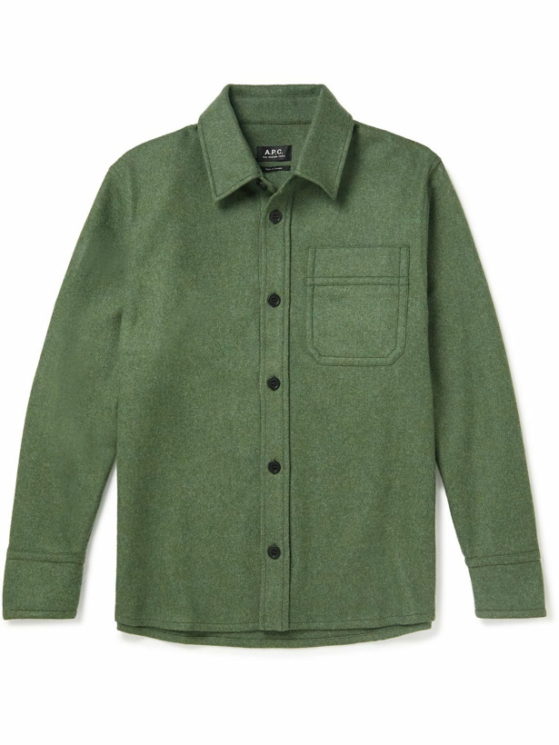 Photo: A.P.C. - Basile Wool-Blend Overshirt - Green