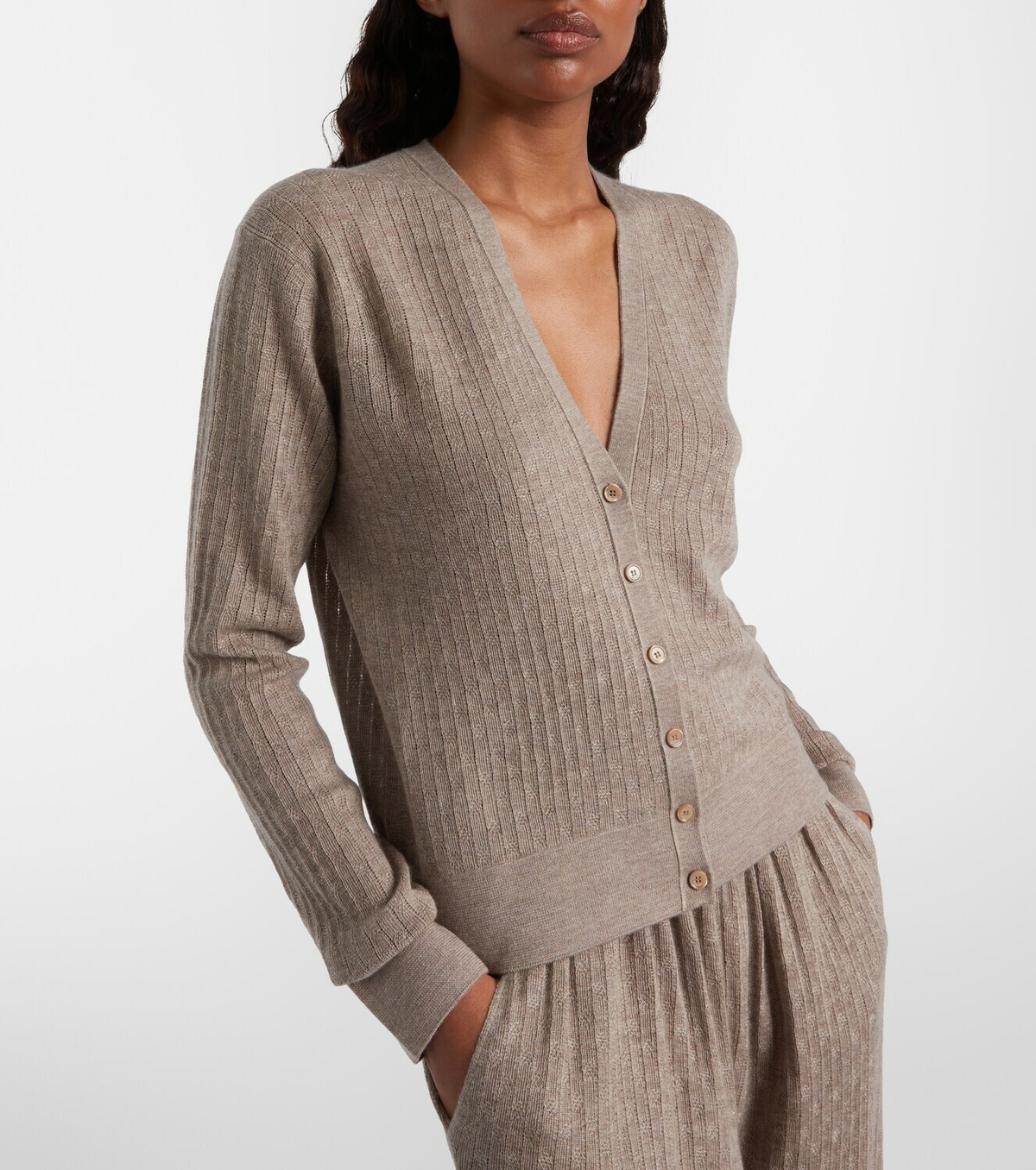 Loro Piana Ribbed-knit cashmere and silk cardigan