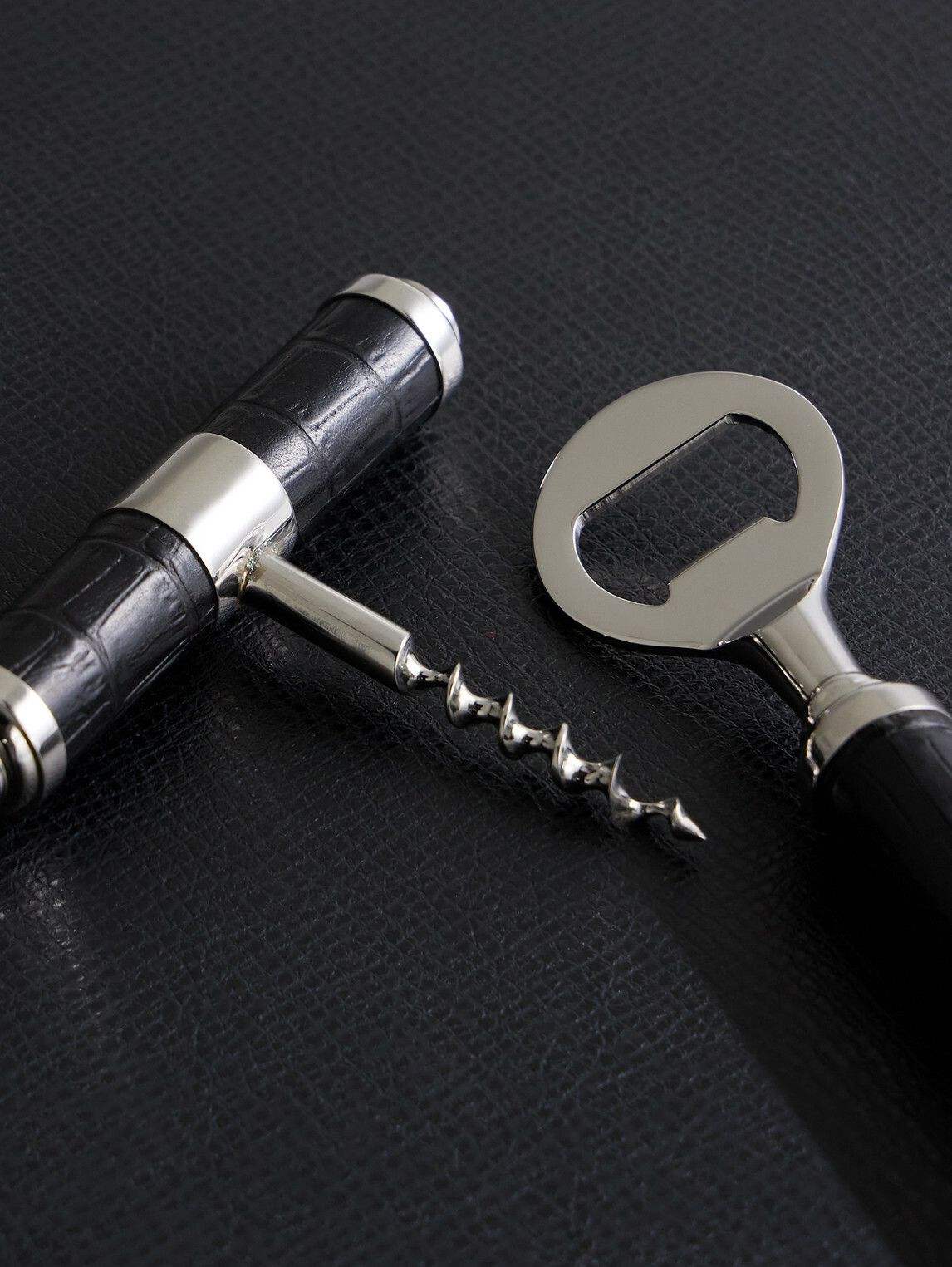 Ralph Lauren Home - Wells Stainless Steel and Croc-Effect Leather Bar Tool Set