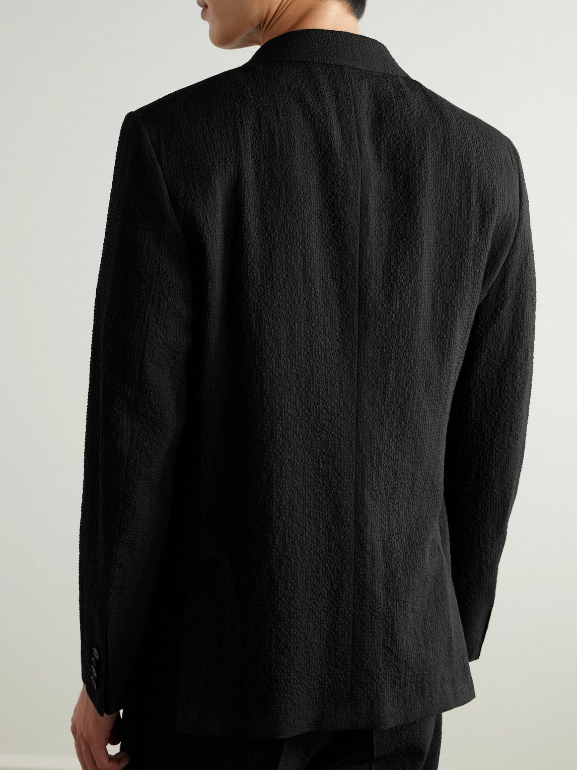 Mr P. - Wool-Blend Seersucker Blazer - Black