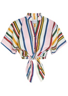 Cala DE LA Cruz Leroy Striped Cropped Linen top Stripe