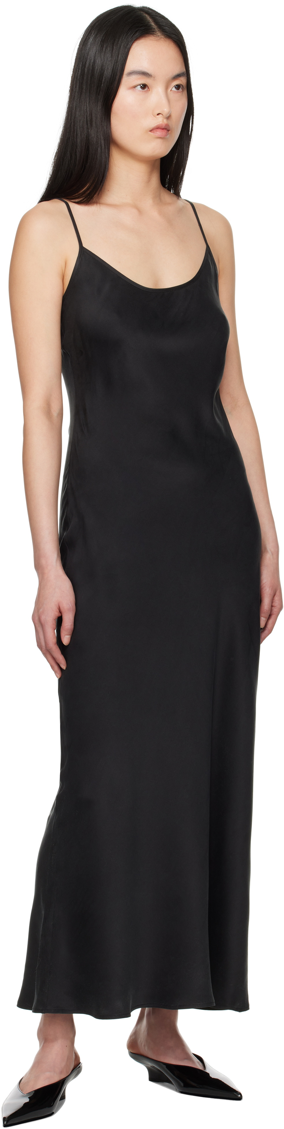 Silk Laundry Black 90s Slip Midi Dress