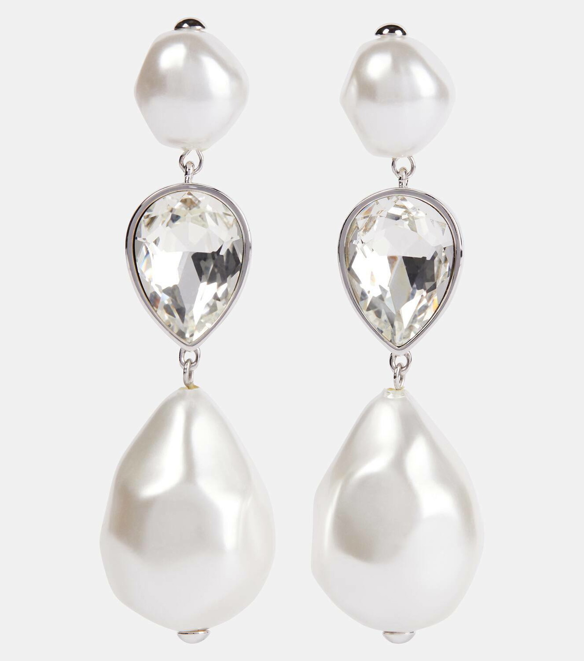 Self Portrait Women Crystal Pearl Heart Earrings