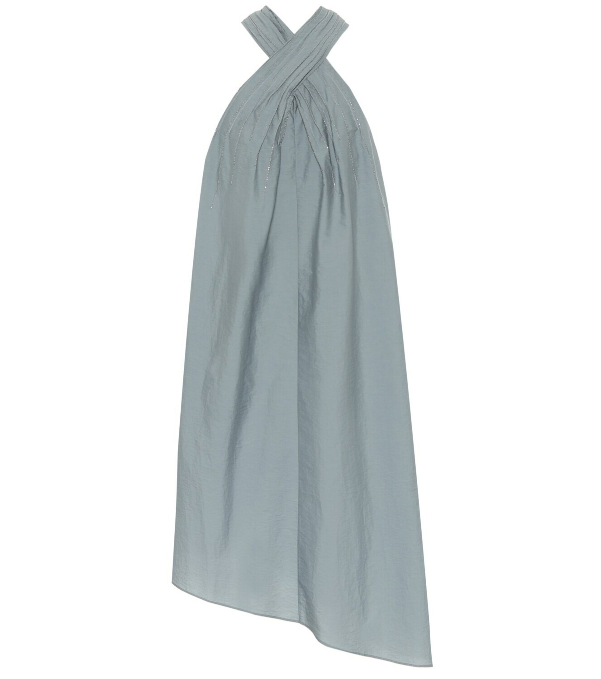 Brunello Cucinelli - Asymmetric cotton-blend halterneck dress Brunello ...