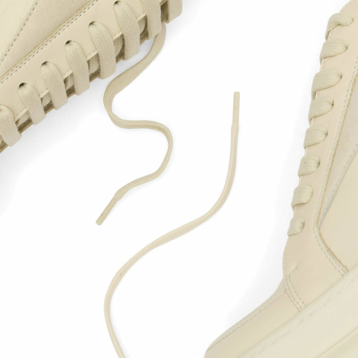Rick Owens Men's Leather Vintage Sneaks in Milk/Milk/Milk