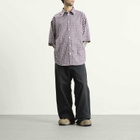 Balenciaga Men's Check Poplin Double Layer Shirt in Red/Navy