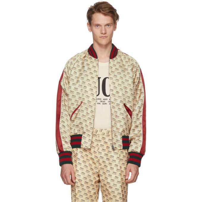 Photo: Gucci Off-White All Over Logo Bomber Jacket