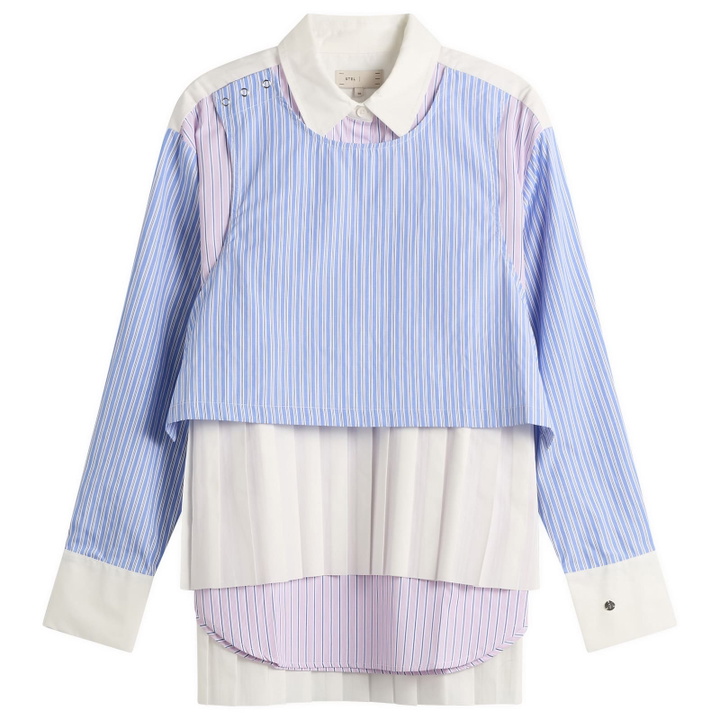 Photo: STEL Women's layered shirt in Pink/Blue Stp
