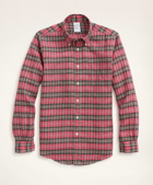 Brooks Brothers Men's Regent Regular-Fit Irish Linen Faded Tartan Shirt | Red
