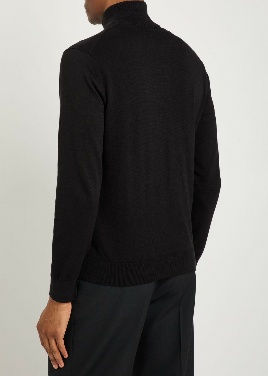 PS Paul Smith Appliquéd Half-zip Cotton Jumper Black
