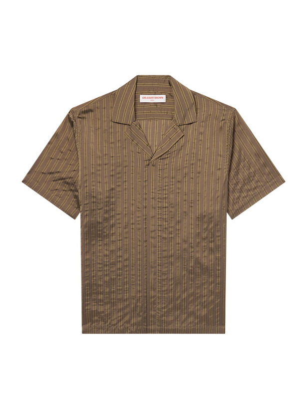 Photo: Orlebar Brown - Maitan Villa Camp-Collar Striped Woven Shirt - Brown
