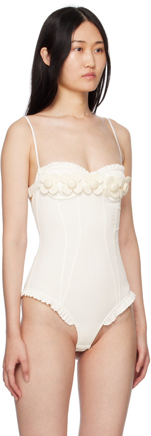 SHUSHU/TONG Off-White Flower Bodysuit