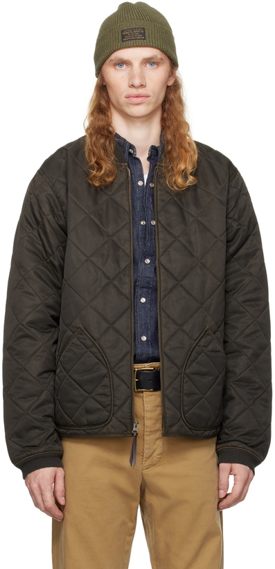 Photo: RRL Black Quilted Twill Bomber Jacket