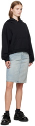 We11done Blue Washed Denim Midi Skirt