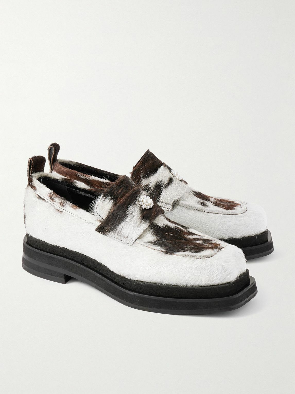 Simone Rocha - Faux Pearl-Embellished Calf Hair Loafers - White