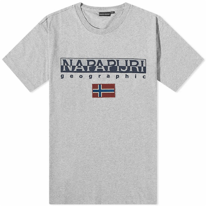 Photo: Napapijri Men's Logo Flag T-Shirt in Grey