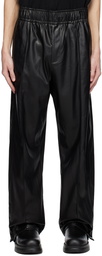 Wooyoungmi Black Drawstring Faux-Leather Trousers