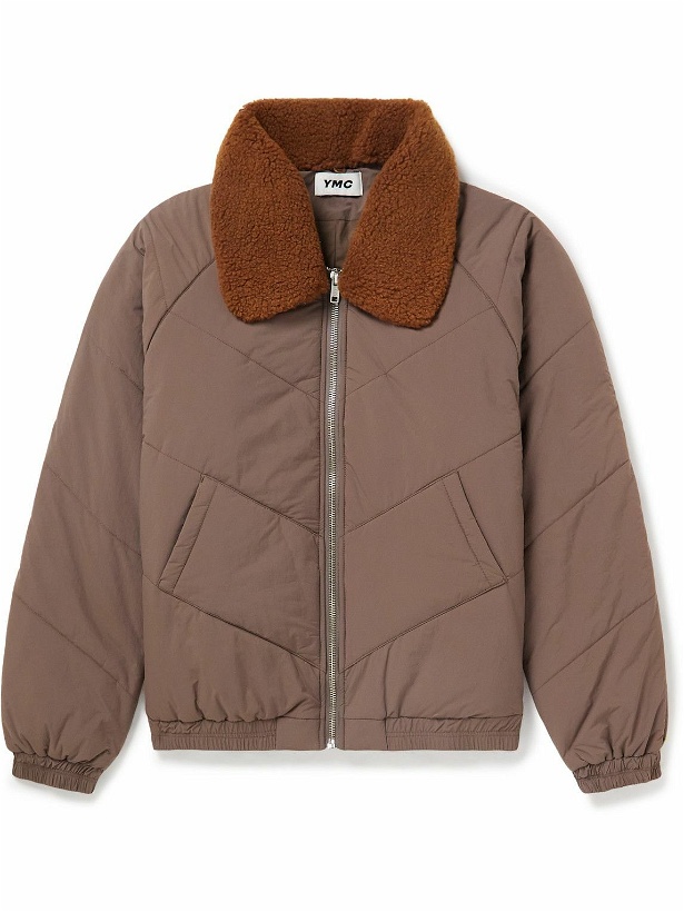 Photo: YMC - Kool Herc Faux Shearling-Trimmed Quilted Shell Jacket - Brown