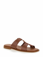Hereu lina Brown Thongs Sandals In Leather Woman