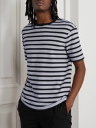 Giorgio Armani - Striped Cotton-Blend Jersey T-Shirt - Blue