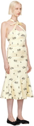 Yuhan Wang SSENSE Exclusive Off-White Floral Embroidered Midi Dress