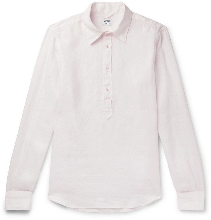 Photo: Aspesi - Linen Half-Placket Shirt - Men - Pink