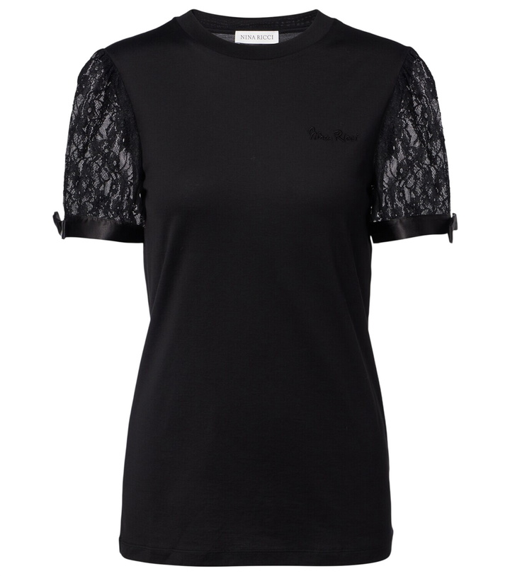 Photo: Nina Ricci Lace-trimmed cotton jersey T-shirt