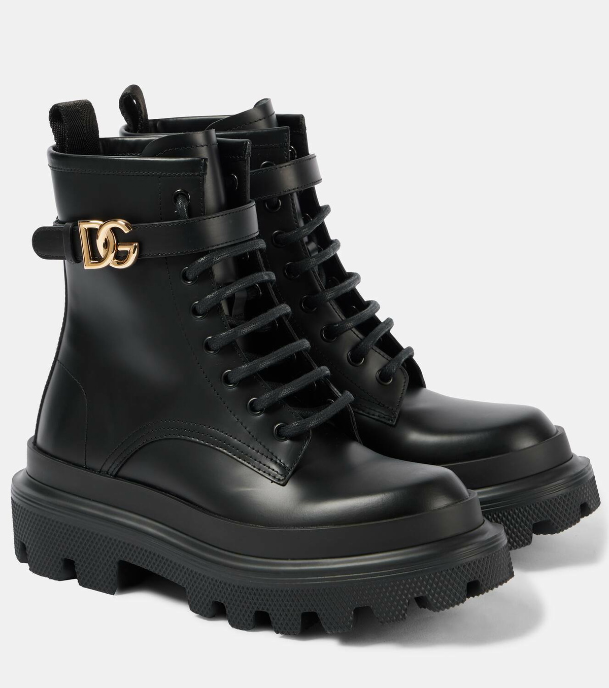 Dolce&Gabbana Logo leather combat boots