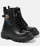 Dolce&Gabbana Logo leather combat boots