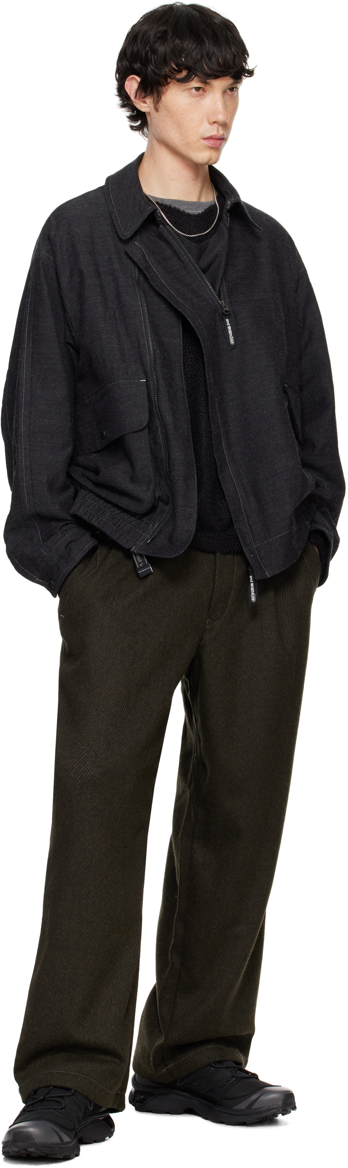 and wander Black Oversized Cargo Pants