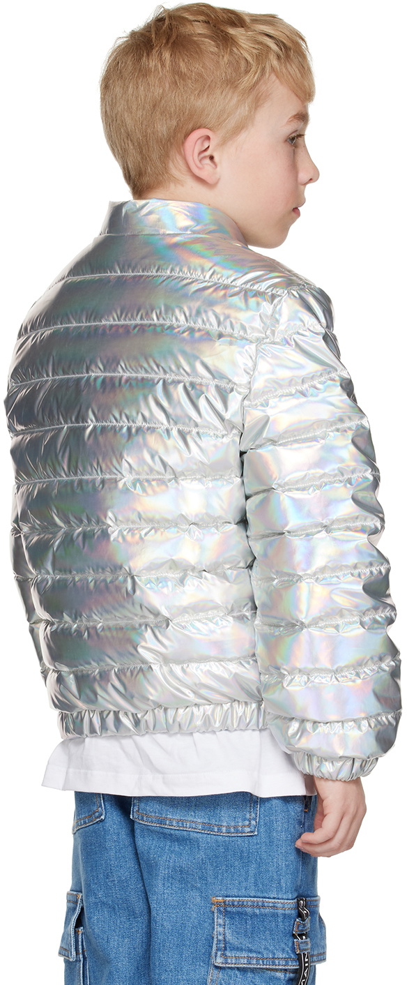 Balmain Kids Silver Press-Stud Down Jacket