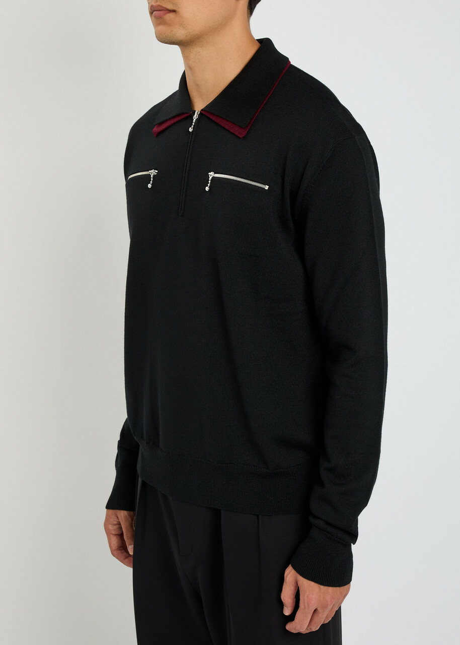 Jil Sander Wool Polo Shirt Black