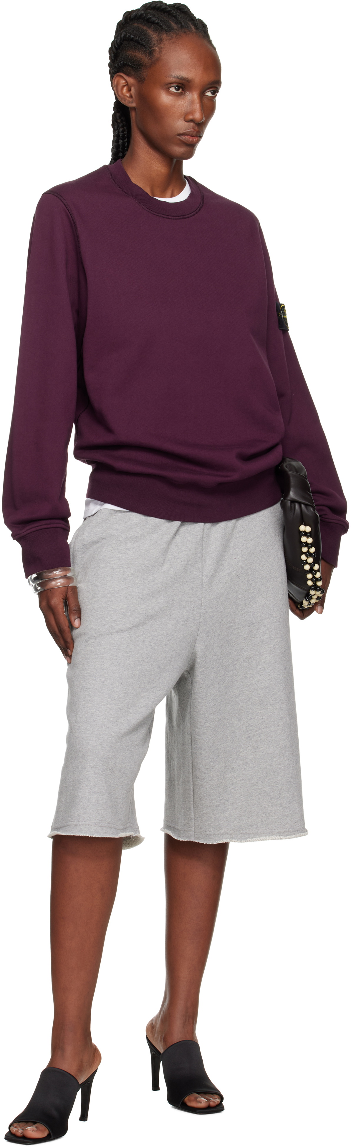 Stone Island Purple 6100060 Organic Cotton Fleece Sweatshirt