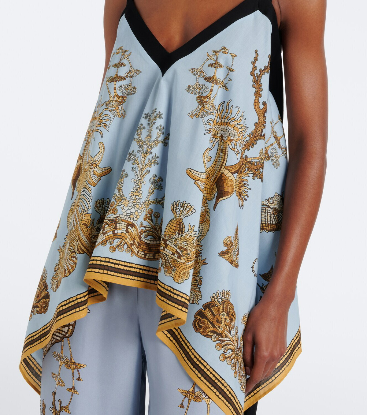 La DoubleJ Printed asymmetric cotton top
