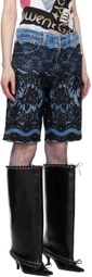 ALL-IN Blue Overlay Denim Shorts