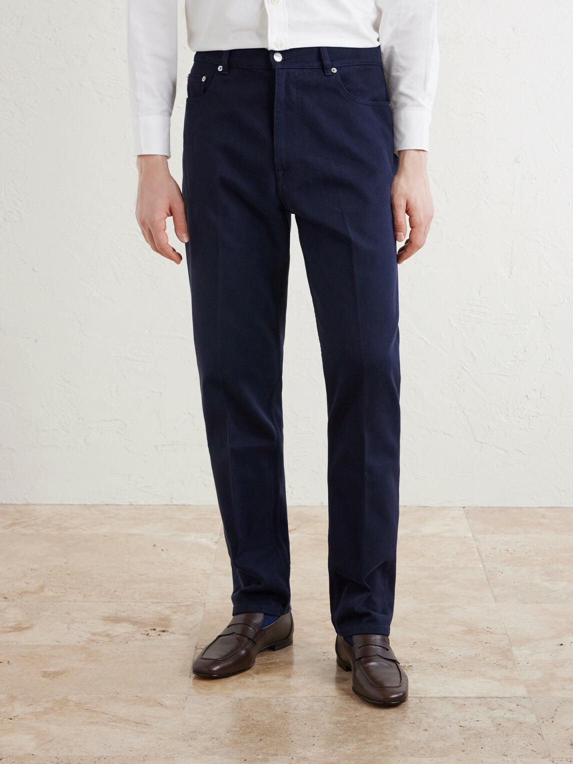 Dunhill - Tapered Cotton-Blend Twill Trousers - Blue