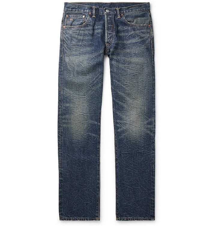 Photo: RRL - Slim-Fit Distressed Slevedge Denim Jeans - Blue