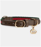 Gucci - Web Stripe XS faux leather dog collar