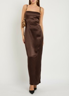 Reformation Frankie Silk Maxi Dress Brown