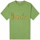 Bode Men's Rickrack Embroidered Logo T-Shirt in Green
