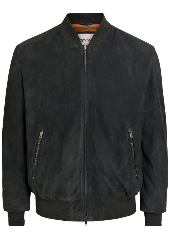 Photo: Tods Suede Bomber Jacket Blue