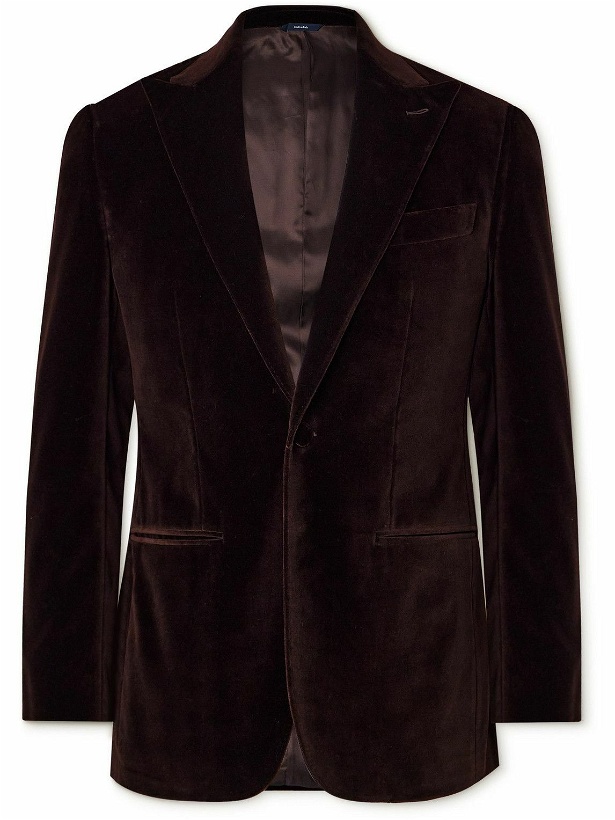 Photo: Thom Sweeney - Cotton and Modal-Blend Velvet Tuxedo Jacket - Brown