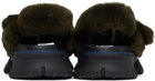 Burberry Green Shearling Pebble Sandals