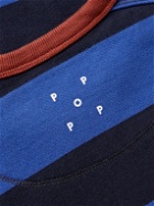 Pop Trading Company - Striped Logo-Print Cotton-Jersey Sweatshirt - Blue